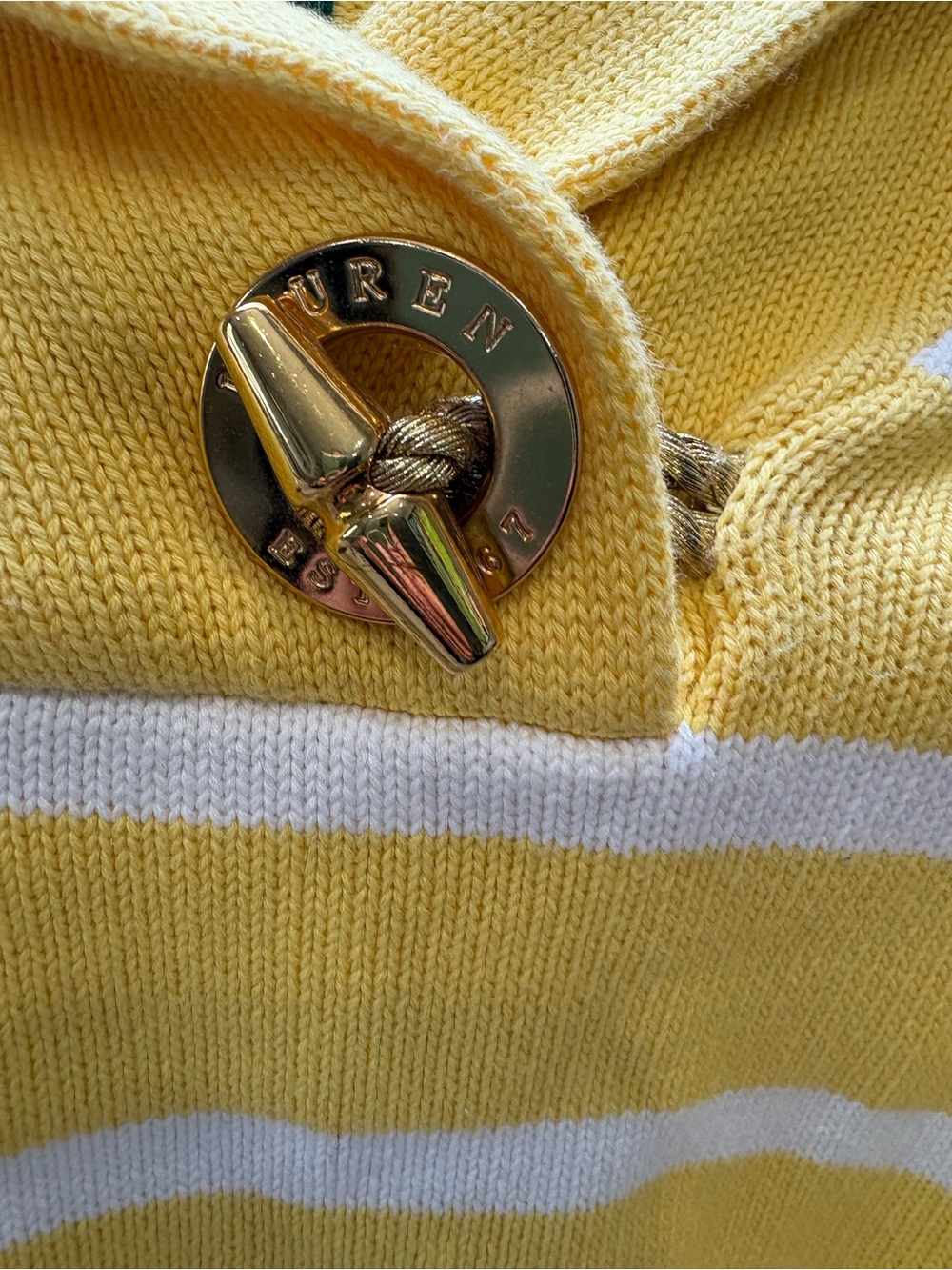 Ralph Lauren Yellow & White Striped Cowl Neck Sweater Small 100% cotton - Picture 3 of 3